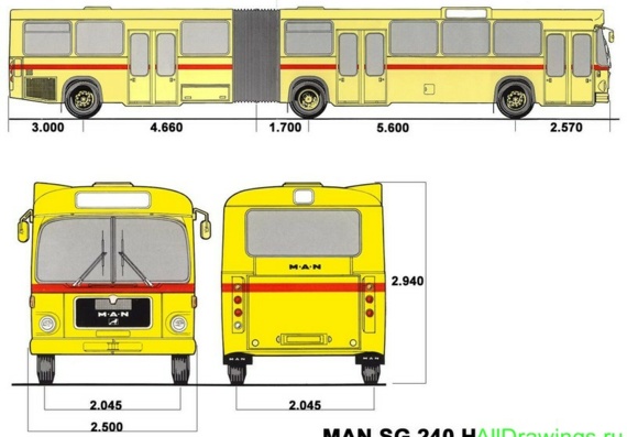 MAN SG Bus (1980) чертежи (рисунки) грузовика